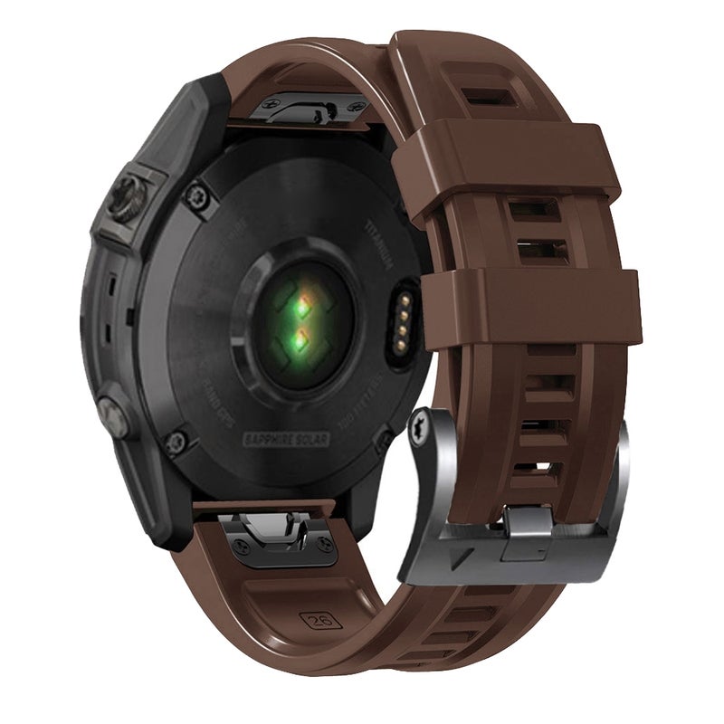S-TOP For Garmin Forerunner 965 / 955 / 945 / 935 Screw Black Steel Buckle Silicone Watch Band(Brown) - Image 2