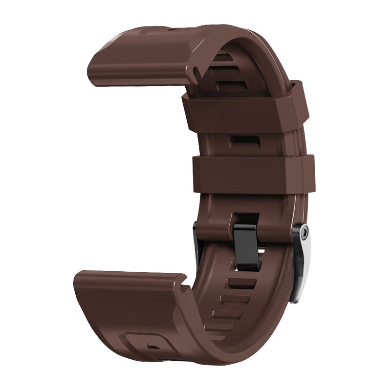 S-TOP For Garmin Forerunner 965 / 955 / 945 / 935 Screw Black Steel Buckle Silicone Watch Band(Brown) - Image 3