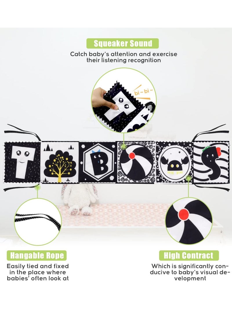 NIBEMINENT Baby Early Education Cloth Book Black and White High Contrast Sensory Toys 0-6 Months Boy / Girl's Torn Three-dimensional Bed Surround Sound - Image 3