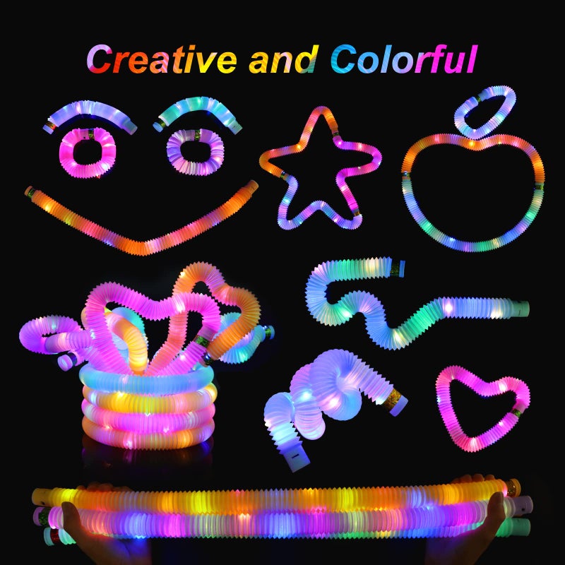 LITFP Light Up Glow Sticks Fidget Pop Tubes, 24 Pack Glow in The Dark Party Supplies Toddler Sensory Toys, Glow Stick Thanksgiving Christmas Party Favors Party Pack Gifts for Kids - Image 4