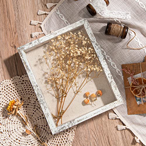 Califortree Outside 8x10 Shadow Box Frame with Linen Back - Real Glass, Push Pins Included, Sturdy Rustic Memory Display Case, Fits Photos or Items Under 6x8, Distressed White - Image 5
