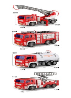 Inder 4 pcs Children's Fire Fighting Truck Toy Set Large Fall-Resistant Fire Rescue Fire Fleet Trucks Alloy Pull-Back High Simulation Traffic Toy Series for Boys Kids Children  - Image 5