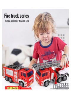Inder 4 pcs Children's Fire Fighting Truck Toy Set Large Fall-Resistant Fire Rescue Fire Fleet Trucks Alloy Pull-Back High Simulation Traffic Toy Series for Boys Kids Children  - Image 3