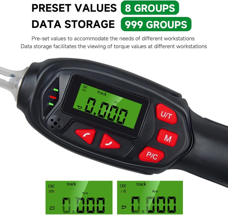 Naroote Digital Torque Screwdriver, Reversible Wrench Ergonomic Handle Bidirectional Ratchet 5 Torque Units, 2% High Measurement Accuracy, Track Peak Pre Modes for Gunsmithing (8BN) - Image 5