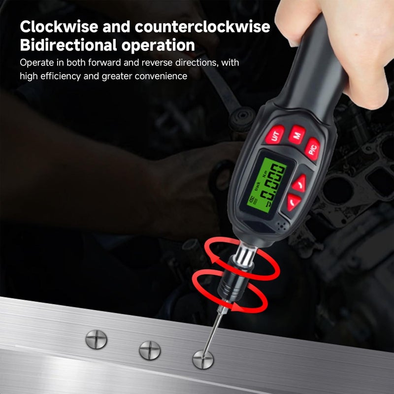 Naroote Digital Torque Screwdriver, Reversible Wrench Ergonomic Handle Bidirectional Ratchet 5 Torque Units, 2% High Measurement Accuracy, Track Peak Pre Modes for Gunsmithing (8BN) - Image 3