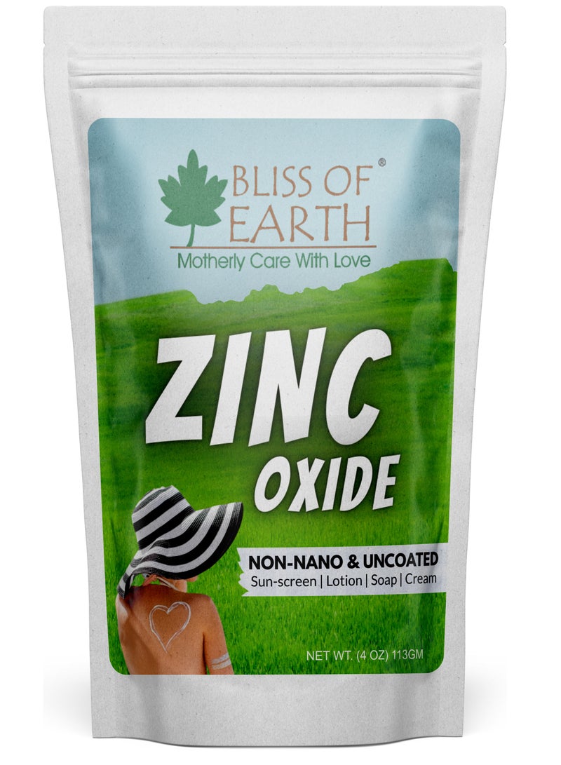 Bliss of Earth 4 oz Zinc Oxide Powder Non Nano & Uncoated for Skin Face, Cosmetic & DIY Product 113Gm - Image 1