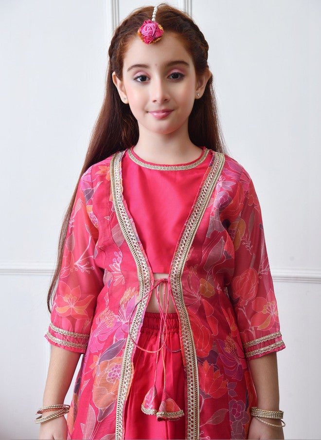 Indi-Loom Couture Girls Printed Round Neck Ready to Wear Lehenga Choli With Jacket - Image 5