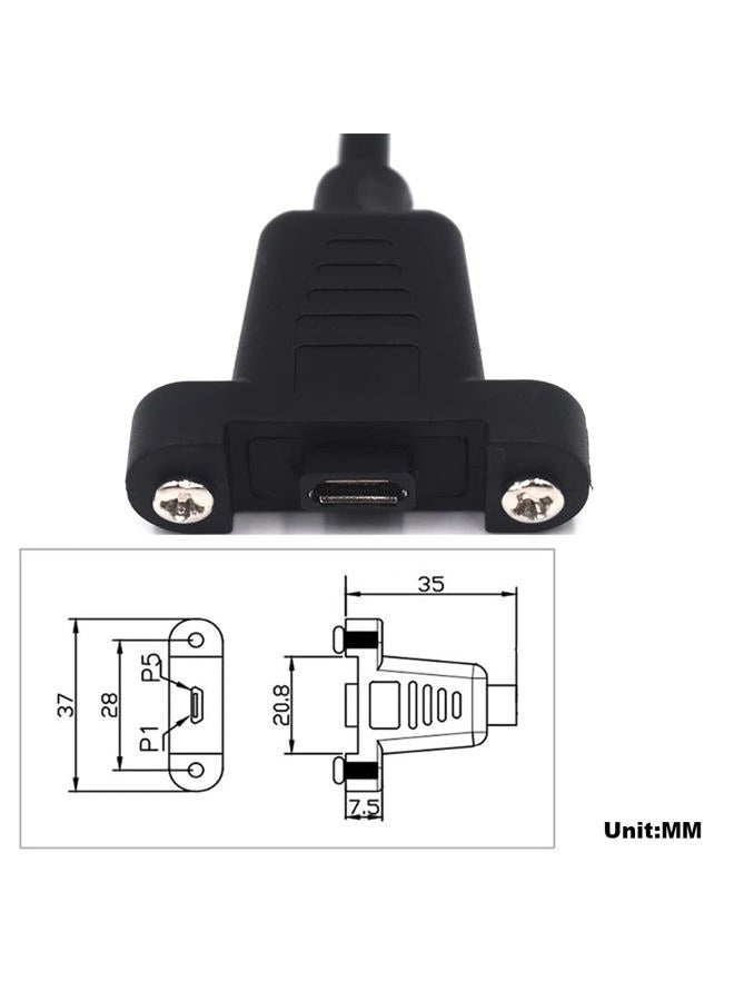 Kework 0.3 Meter Micro USB 5 Pin Extension Cable, Right Angle Micro USB Male to Female Extender Bolt Screw Lock Mount Cable, Sync Data & Charging - Image 3
