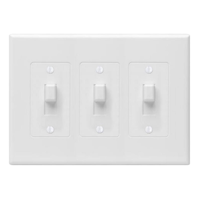 TayMac 2673W 3Gang MASQUE Decorator Cover Toggle White