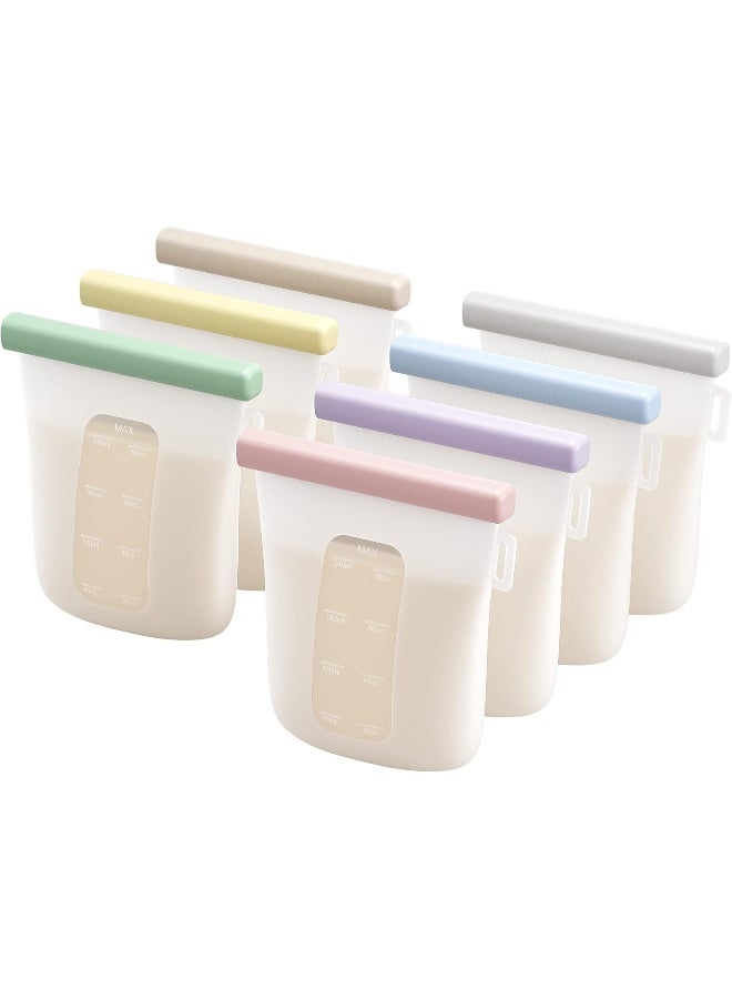 Nuliie 7 Pcs Silicone Breastmilk Storage Bags Reusable, 8oz/240ml Double Leak-Proof Breastmilk Freezer Bags, BPA Free Self-Standing Milk Bags for Breastfeeding, Baby Food Pouches - Image 1