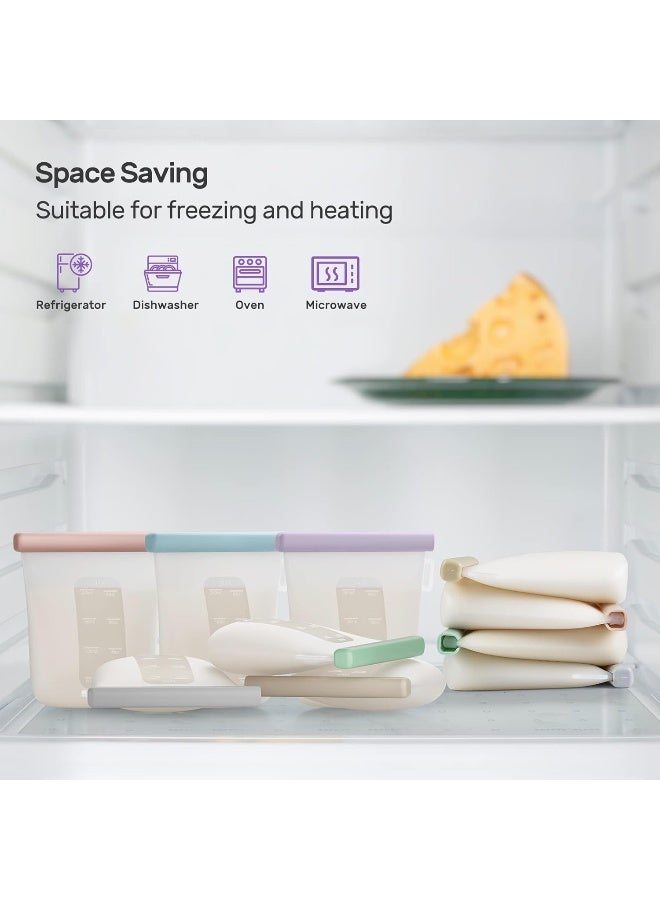 Nuliie 7 Pcs Silicone Breastmilk Storage Bags Reusable, 8oz/240ml Double Leak-Proof Breastmilk Freezer Bags, BPA Free Self-Standing Milk Bags for Breastfeeding, Baby Food Pouches - Image 5