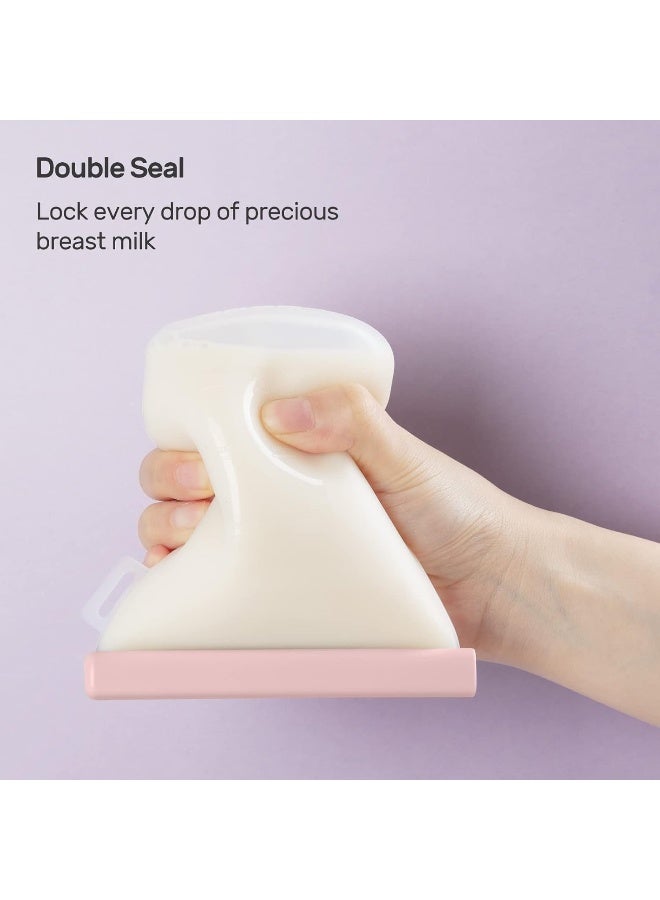 Nuliie 7 Pcs Silicone Breastmilk Storage Bags Reusable, 8oz/240ml Double Leak-Proof Breastmilk Freezer Bags, BPA Free Self-Standing Milk Bags for Breastfeeding, Baby Food Pouches - Image 2