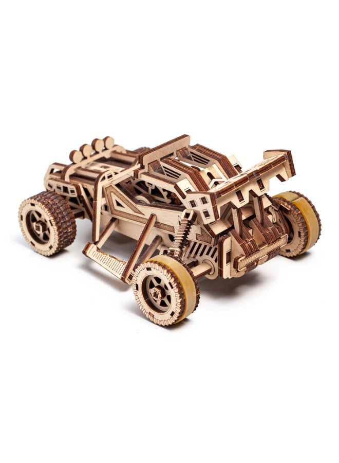 DROVO Wooden 3D Puzzle Buggies "Fury Road" – 2 DIY Off-Road Racing Models with Wind-Up Motor | Mechanical Mad Max Kit for Kids, Teens & Adults - Image 4