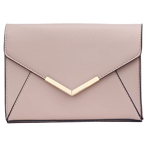 KKXIU Women Elegant Faux Leather Evening Envelope Clutch Purse Foldover Bags for Party Wedding Prom (A-Pink) - Image 4