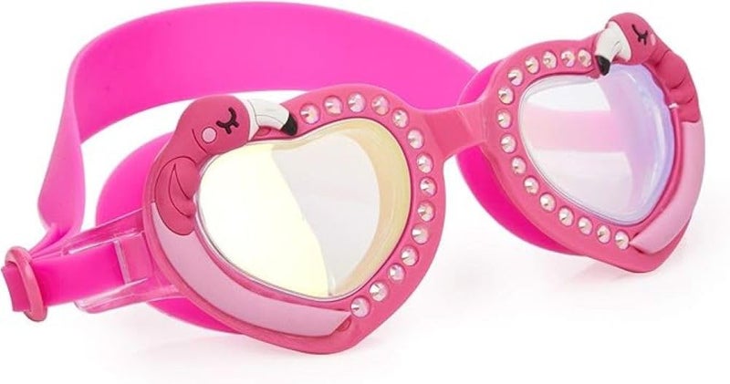 Bling 2O Girls' Pink Flamingo Kids Swimming Goggles (Ages 3+) - UV Protection, Latex-Free, 100% Silicone Material - Includes Anti-Fog & Adjustable Head Strap - Image 1