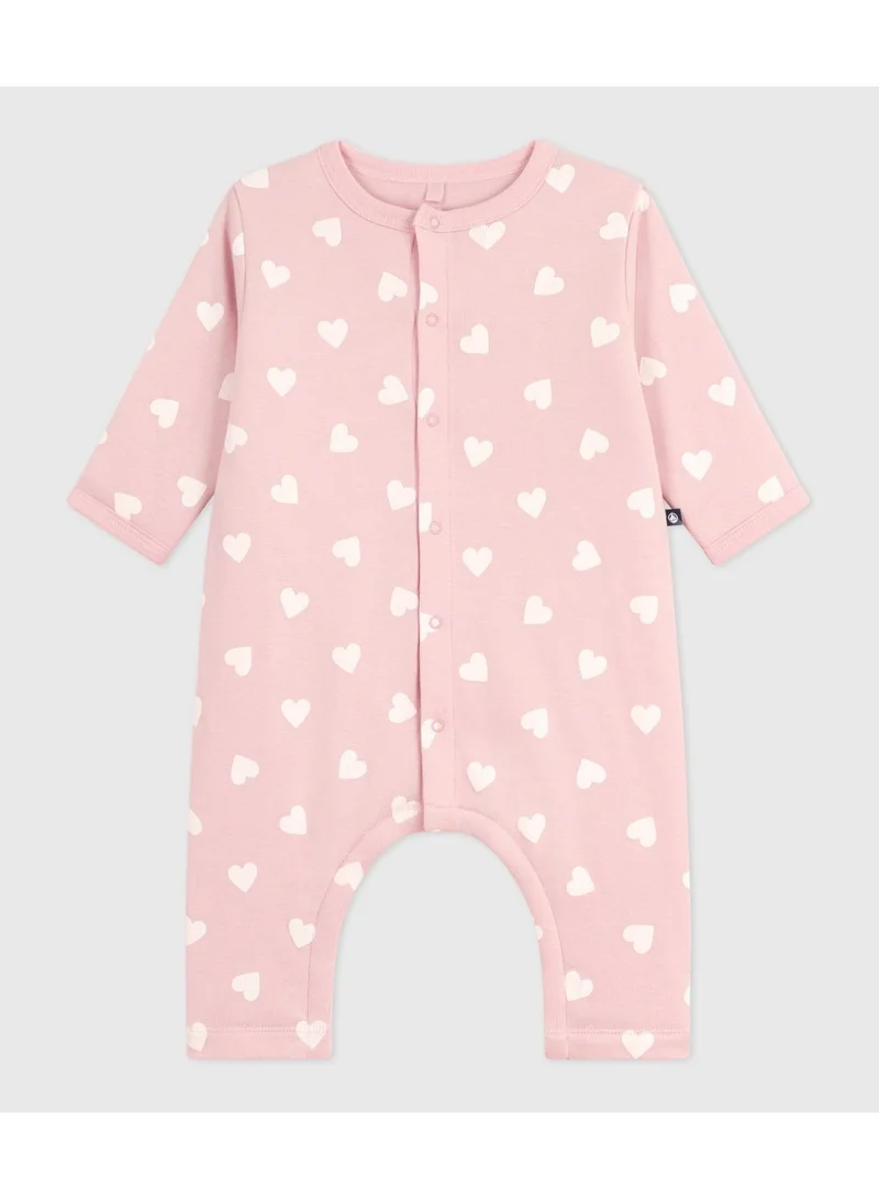 Petit Bateau Babies' padded heart-print cotton playsuit.