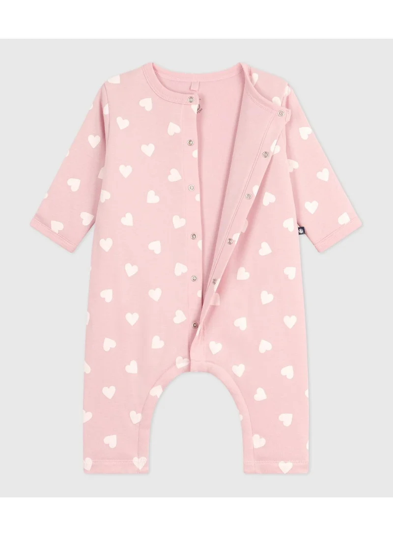 Petit Bateau Babies' padded heart-print cotton playsuit.