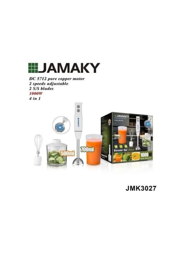 جامايكا خلاط يدوي جاماكي 4 في 1 من الفولاذ المقاوم للصدأ، بقوة 1000 واط، صناعة إيطالية JMK_3027 - Image 2