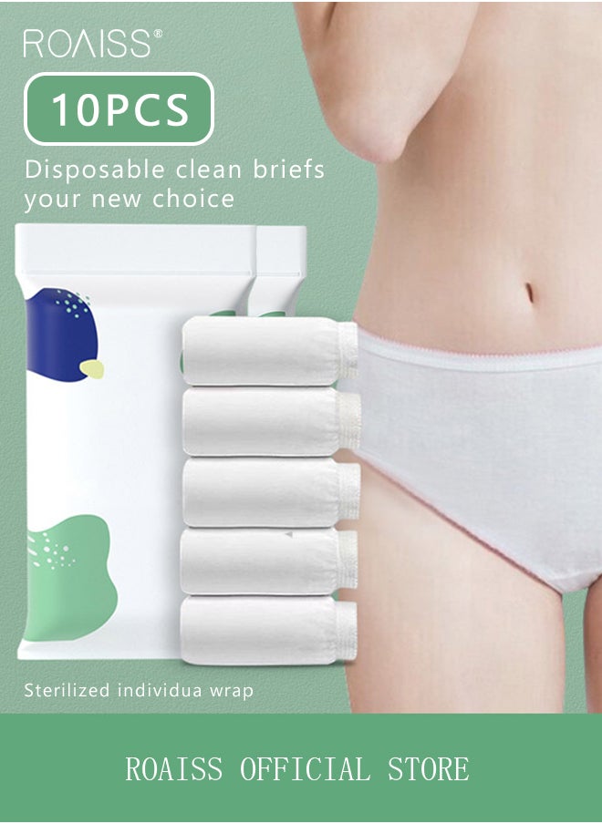 roaiss 10 Pack Set Women's Disposable Briefs Pregnant Confinement Postpartum Sterile High Stretch Panties Mid-waist Hygiene Soft Underpants Individual Package Underwear White  - Image 2