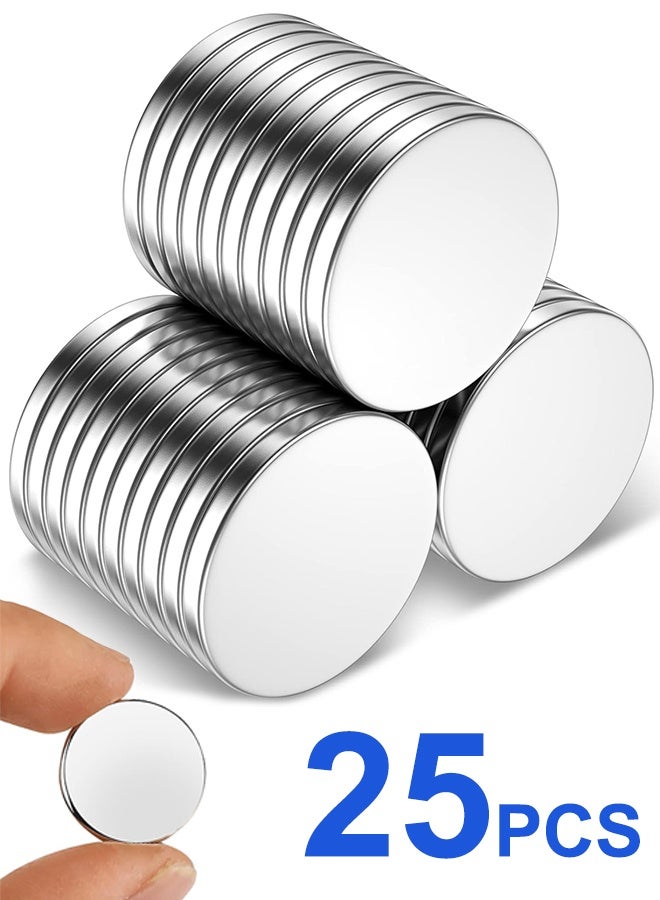 25 قطعة من أقراص مغناطيس نيوديميوم دائرية مزخرفة، مغناطيسية دائمة، مغناطيس ثلاجة صغير ممتع للسبورة البيضاء، مغناطيس خزانة لطيف، مغناطيس دائري، للحرف اليدوية، لوح مسح جاف (20 × 2 مم) - Image 1