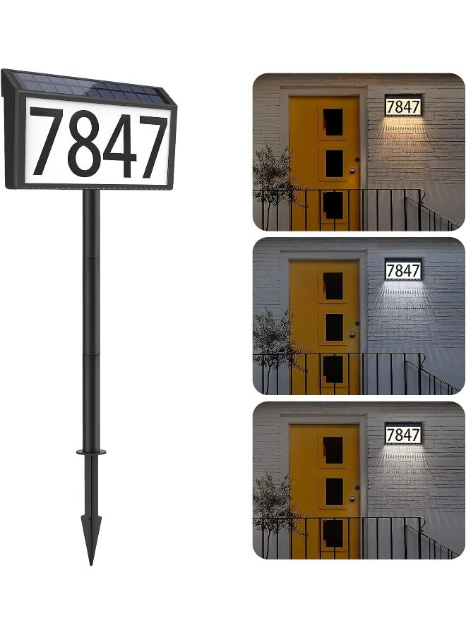 Generic Maxvolador  Solar Powered Address Sign House Numbers Waterproof, 4-Color Lighting Modes Led Illuminated Address Plaque With Stakes, Outdoor Address Number  - Image 5