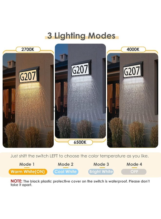 Generic Maxvolador  Solar Powered Address Sign House Numbers Waterproof, 4-Color Lighting Modes Led Illuminated Address Plaque With Stakes, Outdoor Address Number  - Image 1