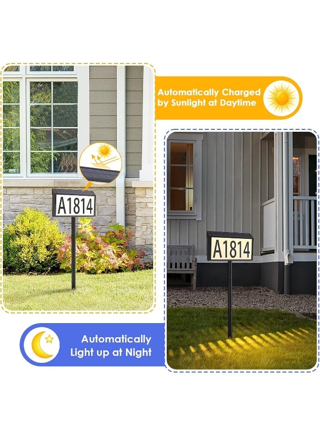 Generic Maxvolador  Solar Powered Address Sign House Numbers Waterproof, 4-Color Lighting Modes Led Illuminated Address Plaque With Stakes, Outdoor Address Number  - Image 4