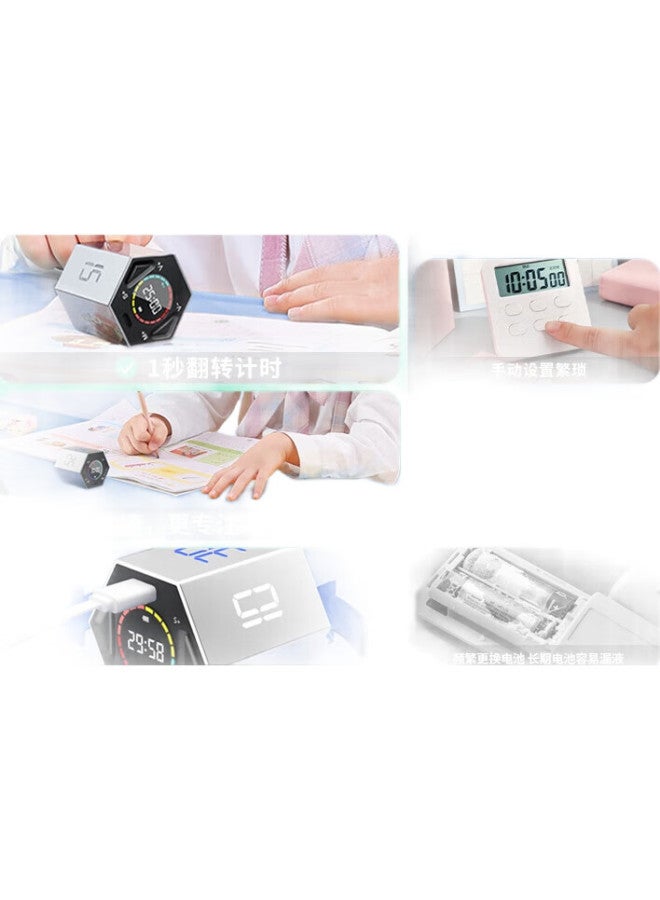 Llano Back-To Flip Timer, Learning Children'S Self-Discipline Time Management Device, Timer With Visual Clock, Countdown Alarm, Office Kitchen Sports Time Management, Small Square Gift - Image 2