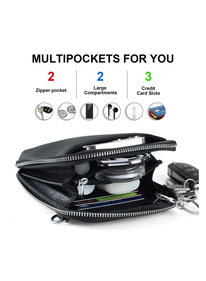 SYOSI Leather Crossbody Cell Phone Purse for Women, Leather Cell Phone Purse Wallet, Cute Crossbody Bag, Women's Small Zip Around Crossbody Wallet Bags, Compact Travel-Size Cell Phone Holder Purse  - Image 3