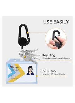 KASTWAVE Retractable Key-Chain Badge Reel 3 PCS Heavy Duty Retractable Key Chain Metal Retractable Badge Holder with Belt Clip Key Ring Used for Business Card Key Chain ID Card Badge Holder Black  - Image 4