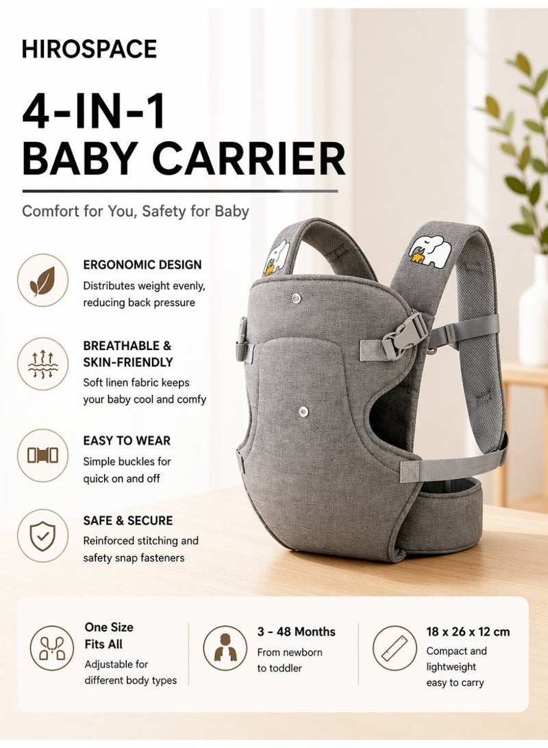 Hirospace Multifunctional Baby Carrier with Lumbar Stool, Adjustable Ergonomic Infant Carrier, Breathable Front & Back Carry Wraps, Comfortable for Newborn to 36 Months Babies, One Size Fits All - Image 1