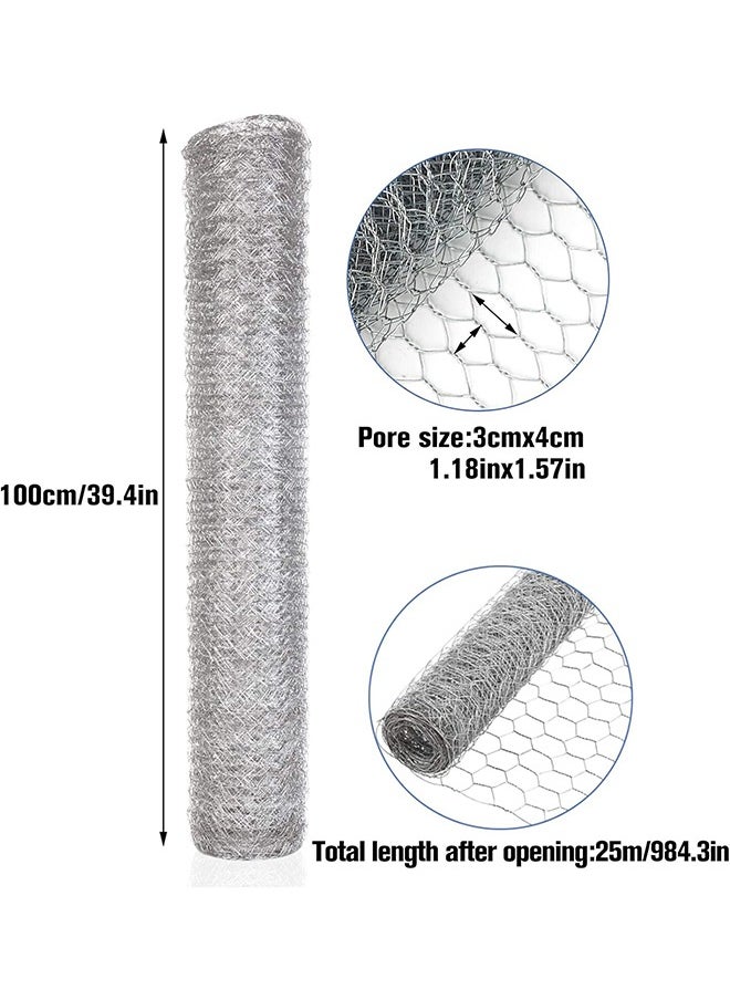 Generic - Garden Plants Fence 1×25m Cat Safety Net Hexagonal Bird Cage Netting Big Metal Chicken Wire Mesh for Craft Projects Gardening Home Decoration - Image 1