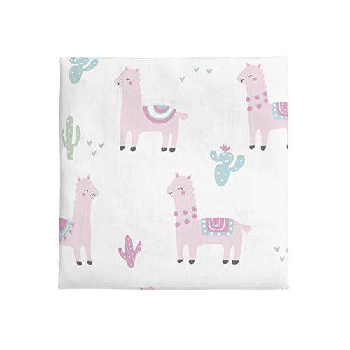 NoJo Super Soft Pink Llama Nursery Mini Crib Fitted Sheet, Pink, White, Green - Image 2