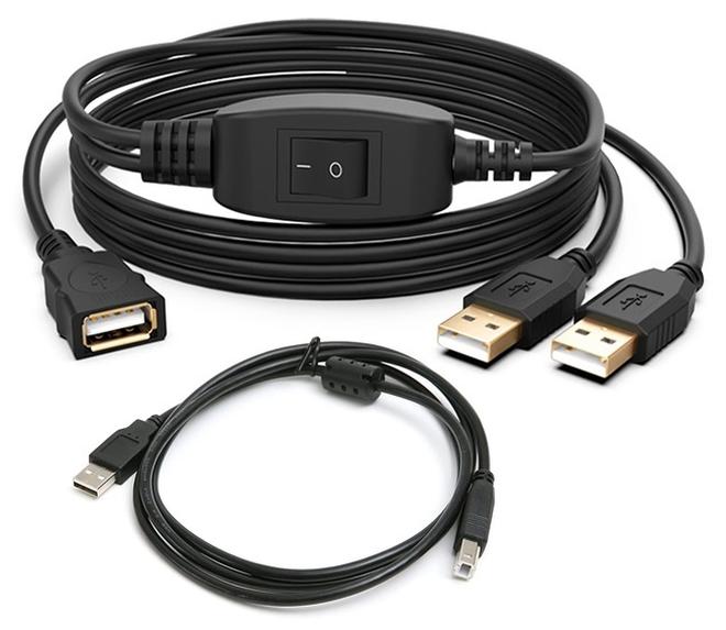 Herfair USB Splitter 1 In 2 Out, Printer Splitter for Two Computers Female to Dual Male USB A 2.0 Splitter, Double USB Cord USB Y Cable for MacBook, Laptop, PC, Computer (4.92ft, Printer Cable Included) - Image 1