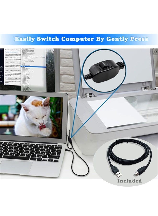 Herfair - USB Splitter 1 In 2 Out, Printer Splitter for Two Computers Female to Dual Male USB A 2.0 Splitter, Double USB Cord USB Y Cable for MacBook, Laptop, PC, Computer (4.92ft, Printer Cable Included) - Image 1