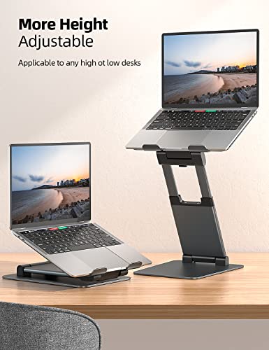 Nulaxy Height Adjustable Laptop Stand for Desk, Dual Foldable Aluminum Computer Riser, Pull Out Design Ergonomic Sit to Notebook Holder Convertor, Compatible with All 10-17" Laptops, Tablets, Gray - Image 3