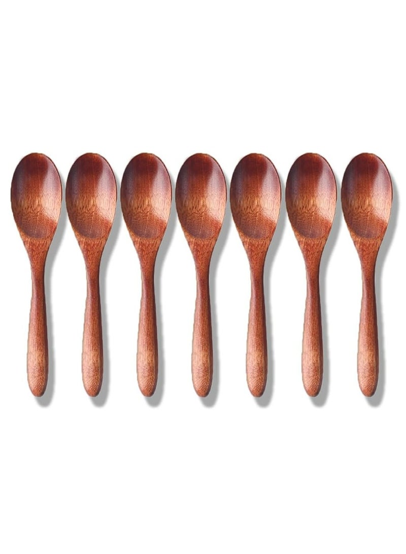 أوزيغالور ملعقة عسل مقاس 5.70 بوصة، طقم طعام خشبي مكون من 7 قطع، ملاعق صغيرة للطبخ والخلط، أدوات مطبخ صديقة للبيئة. - Image 1