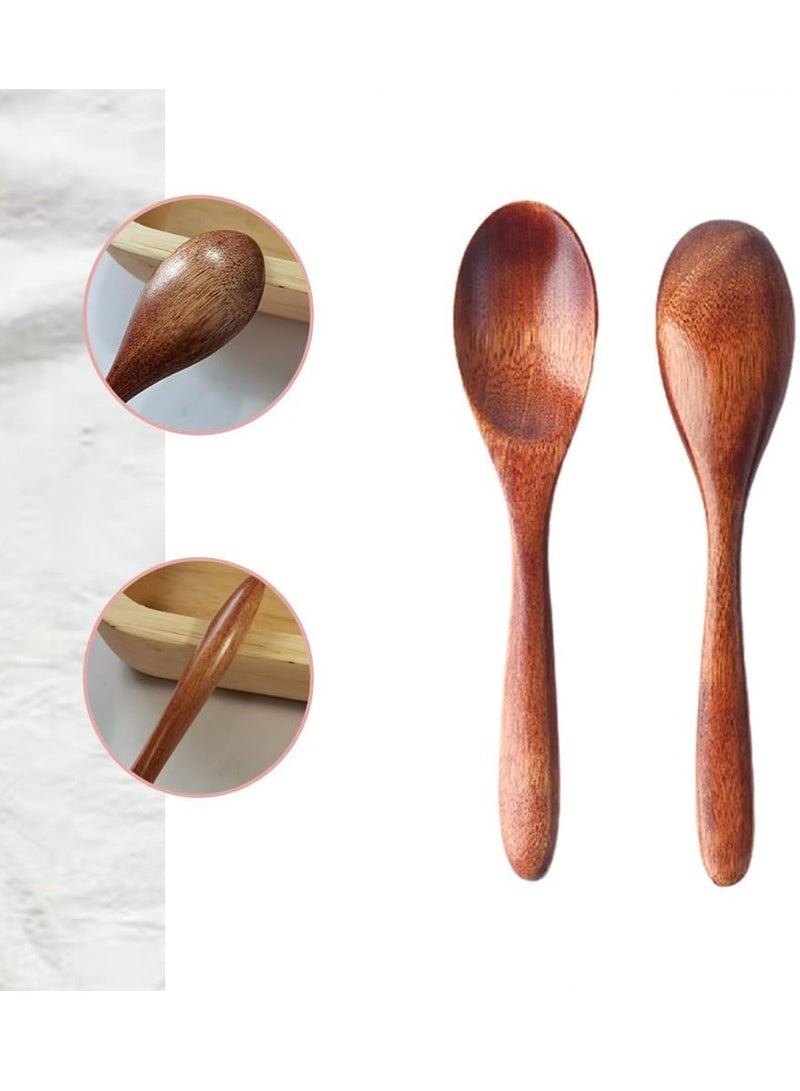 أوزيغالور ملعقة عسل مقاس 5.70 بوصة، طقم طعام خشبي مكون من 7 قطع، ملاعق صغيرة للطبخ والخلط، أدوات مطبخ صديقة للبيئة. - Image 5