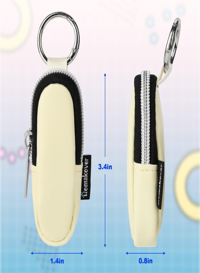 Homakover Portable Lip Balm Organizer Case with Keychain, Travel Chapstick Holder Storage Bag, Waterproof Small Cosmetic Organizer, Anti-Lost Lipstick Lip Gloss Sleeve Pouch Keeper Case (Beige, Small) - Image 3