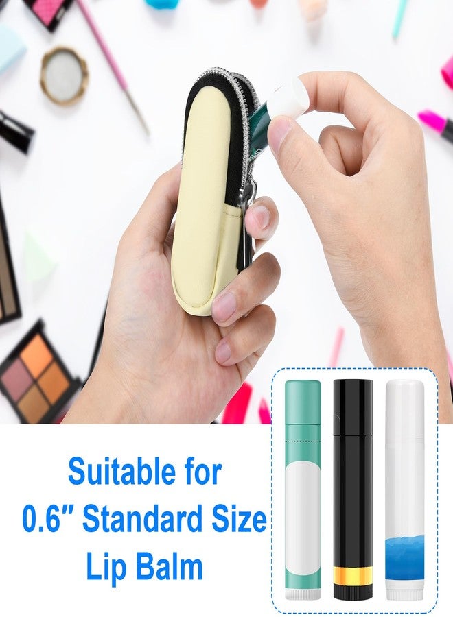 Homakover Portable Lip Balm Organizer Case with Keychain, Travel Chapstick Holder Storage Bag, Waterproof Small Cosmetic Organizer, Anti-Lost Lipstick Lip Gloss Sleeve Pouch Keeper Case (Beige, Small) - Image 2