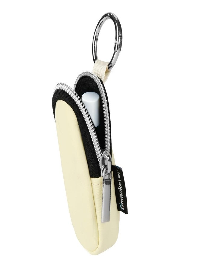 Homakover Portable Lip Balm Organizer Case with Keychain, Travel Chapstick Holder Storage Bag, Waterproof Small Cosmetic Organizer, Anti-Lost Lipstick Lip Gloss Sleeve Pouch Keeper Case (Beige, Small) - Image 1