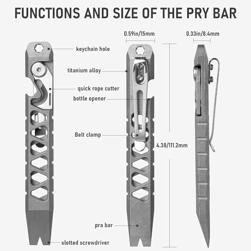 TISUR Titanium EDC Pry Bar, Keychain Pry Bar Multitool With Bottle Opener, Pocket Small Crowbar for Men Outdoor - Image 2