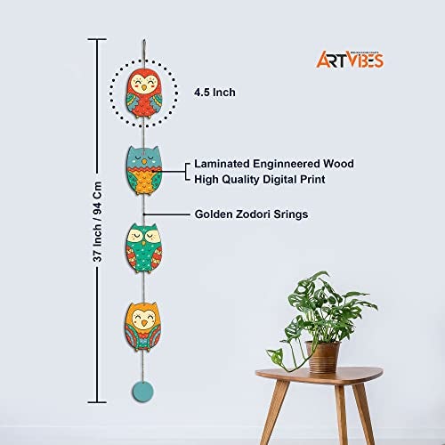 Artvibes Cute Owls Decorative MDF Wooden Wall Art for Home | Art For Wall | Door Decoration Items | Paintings For Wall | Aesthetic Wooden Decor | Handcrafted Art | Ideal Gifts (WH_5201N), Set of 2 - Image 5