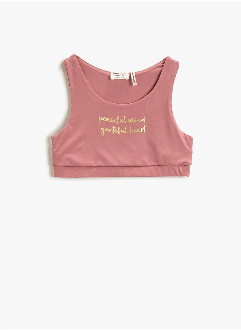 كوتون Slogan Printed Sports Bra