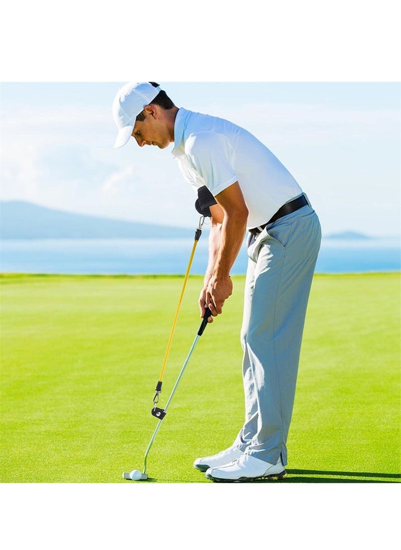 Captaintech Portable Adjustable Golf Swing Trainer with Elastic Rope Improve Hinge Forearm Rotation and Shoulder Turn Essential Golf Training Aid Yellow  - Image 5