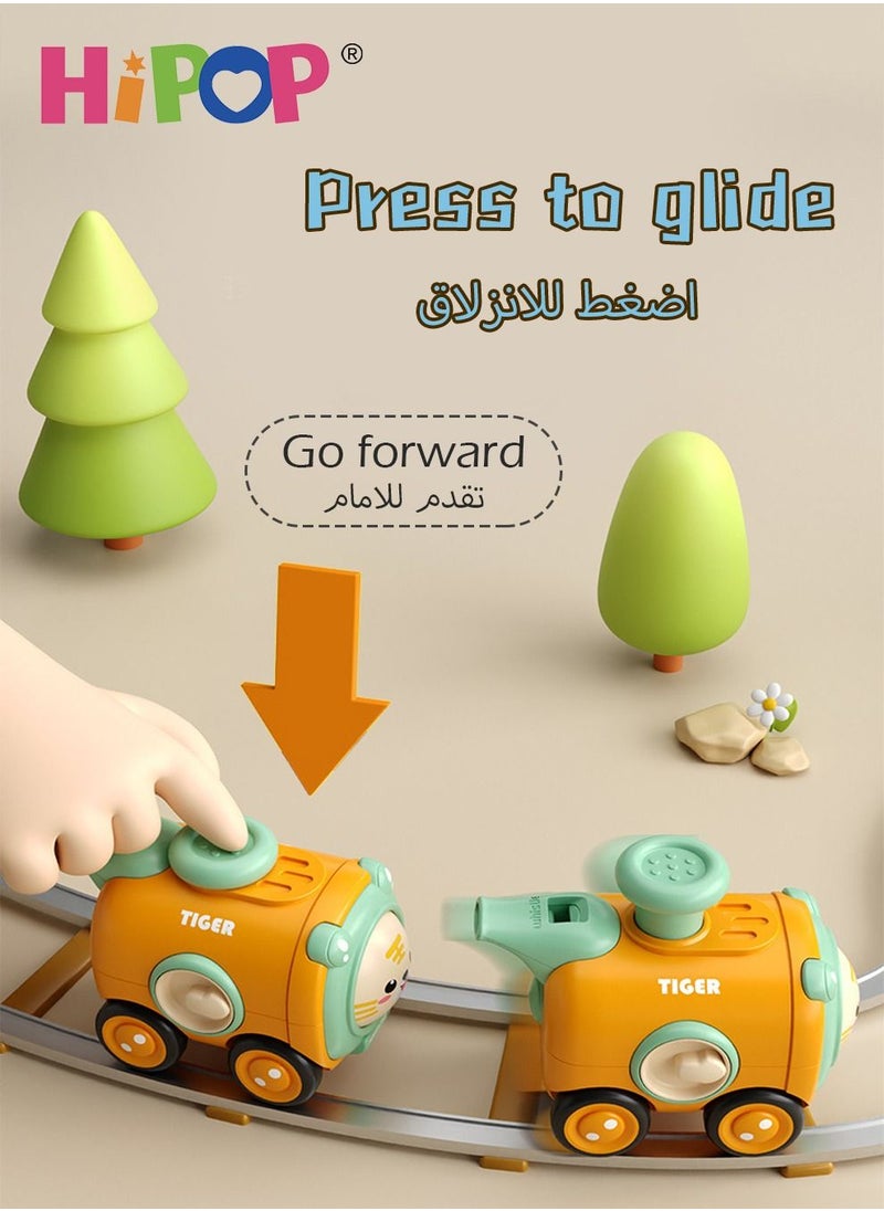 هيبوب 4 قطع مجموعة ألعاب سيارات تسحب للخلف، ألعاب سيارات أطفال مع صافرة، مجموعة ألعاب سيارات الضغط والانطلاق للأطفال الصغار الأولاد والبنات، سميكة ومقاومة للسقوط  - Image 4