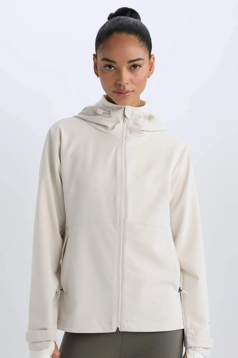 DeFacto DeFactoFit Hooded Zippered Flexible Textured Waterproof Raincoat