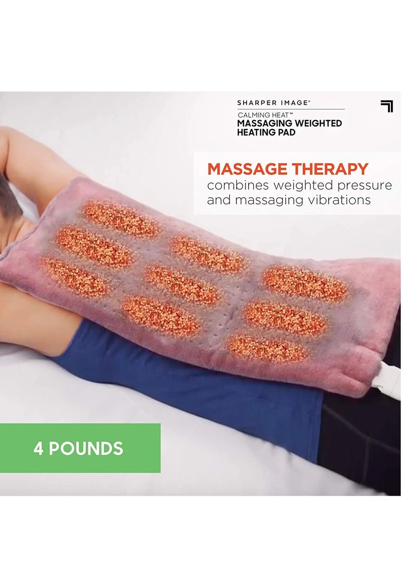 Massaging Weighted Heating Pad by Sharper Image Electric Heating Pad with Massaging Vibrations, Auto Off ,12 Settings 3 Heat, 9 Massage 27 Relaxing Combinations 12 x 24