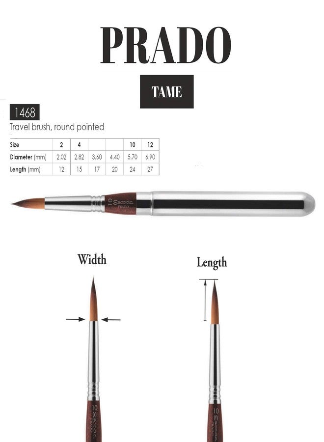 Escoda Art Products Escoda Prado Series Artist Watercolor & Acrylic Short Handle Travel Paint Brush, Size 2, Synthetic Sable - Image 3