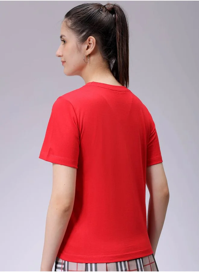 مرفوعة Women Regular Fit Solid Crew Neck T-Shirt